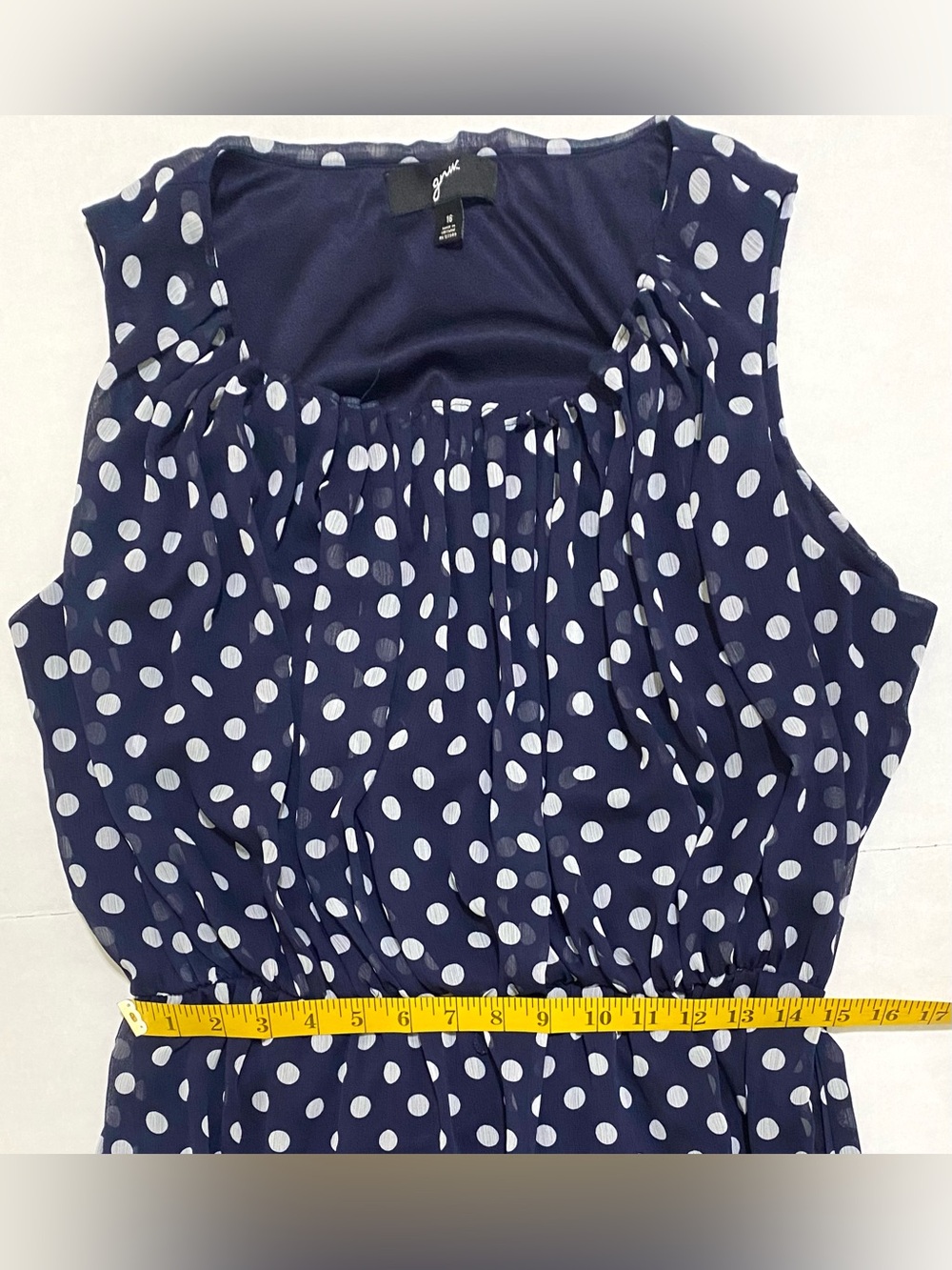 GNW Womens 16 Blue White Polka Dot Sleeveless Dress Summer Preppy Lightweight - Picture 12 of 16